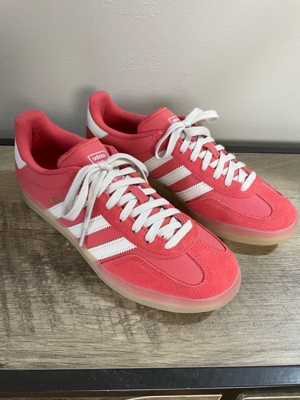 Men's ADIDAS Salmon Red GAZELLE Canvas & Suede INDOOR